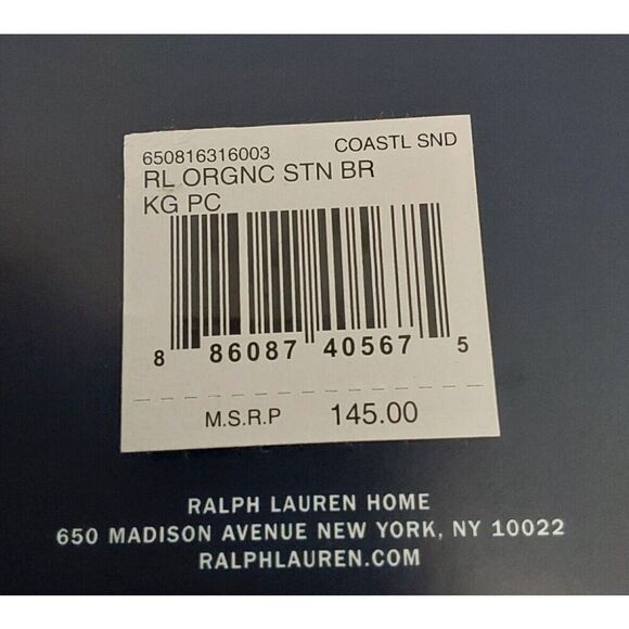 Ralph Lauren Organic Sateen Border 100% Cotton Two King Pillowcases COASTAL SAND - Picture 13 of 13